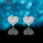 S925 Sterling Silver Heart Moissanite Stud Earrings, 3x5mm D-VVS1 Two-Stone Halo, Platinum Plated 1.9g Romantic Jewelry Gift Box
