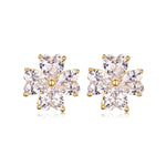 S925 Sterling Silver Heart Clover Stud Earrings, 4x4mm D-VVS1 Moissanite, Platinum Plated 2.5g Women's Jewelry Gift Box