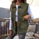 Corduroy Patchwork Sleeveless Cardigan Vest