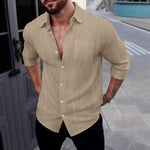 Long-sleeve Lapel Breathable Linen Shirt