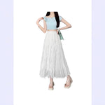 White Elastic-waist A-line Skirt