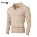 Fashionable Lapel-Neckline Buttoned Casual Pullover Base-Layer Knit Sweater