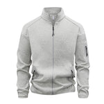 Zippered Pocket Long-sleeve Stand-collar Cardigan Sweatshirt