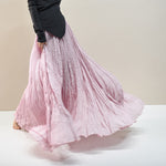 Ruffled Forest Girl Style Traditional Chinese Inspired Cotton Linen A Line Maxi Skirt