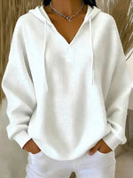 Casual Solid-color Trendy Hoodie With Drawstring And Long Sleeves