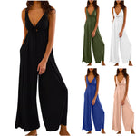 Elegant And Fashionable Wide-leg Pants With A Sexy Open-back V-neck