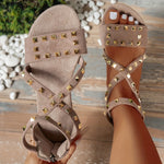 Peep-toe Round-toe Breathable Sandals With A Back Zipper