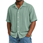 New Mens Jacquard Short-sleeve Shirt