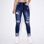 Ripped Slim-Fit Stretch Womens Jeans