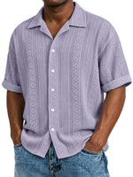 New Mens Jacquard Short-sleeve Shirt
