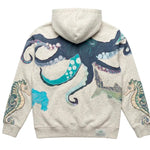 Digital-print Octopus-patterned Fleece-lined Hooded Sweatshirt