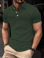 Mens Minimalist Casual Button-down Plaid-print Polo Shirt
