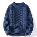 Round-neck High-neck Fleece-lined Solid-color Sweater