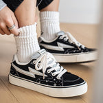 2026 New Spring & Autumn Women's Sneakers, Fashion Versatile Flat Lace-up Shoes With Shiny Star Decorations