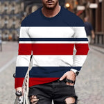 Men's Casual Crew-Neck Printed Long-Sleeve T-Shirt