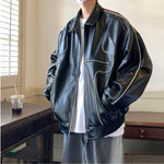 Men's Temperament Zipper Fashion Lapel Leather Coat