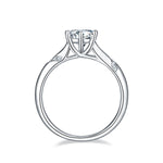 S925 Sterling Silver 1ct Moissanite Engagement Ring, D-VVS1 Round Cut 6-Prong Twisted Band, Platinum Plated US Sizes 5-9, GRA Certificate Gift Box
