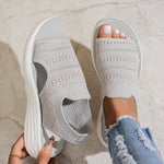 Platform Fish-mouth Hollow-out Knit Breathable Lightweight Soft-soled Sneakers