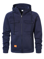 Mens Loose-Fit Hoodie With Multiple Pockets And A Stand-Up Collar