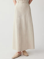 Womens Linen A-line Skirt With Defined Waist
