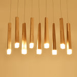 Nordic Solid Wood Matchstick Wooden Strip Pendant Light Post Modern Simplicity