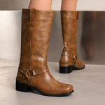 Plus-size Square-toe Bootie Denim Boots For Women