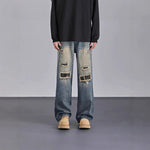 Mens American-style Streetwear Camouflage Ripped Jeans