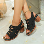 Summer New Style Velcro Hollow-out Lace-up Fashionable High-heeled Sandals For Women