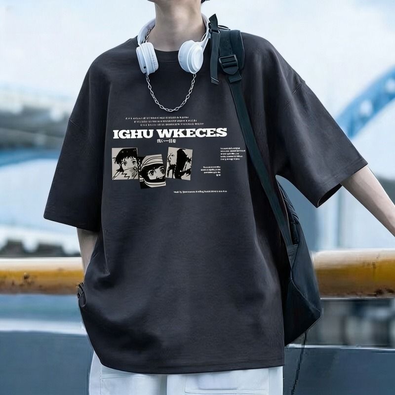 Mens Short-sleeve T-shirt New Summer Style Casual And Loose-fitting Top For Teens