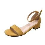 Womens Suede Open-toe Sandals With A Chunky Heel And Ankle Strap Buckle