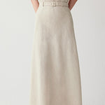 Womens Linen A-line Skirt With Defined Waist