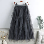 Elegant Mesh Patchwork And Calf-length Skirt