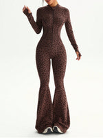 Leopard Print Slim Fit Hip Hugging Yoga Suit