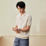 Japanese-style Retro Mens Knitted T-shirt Top