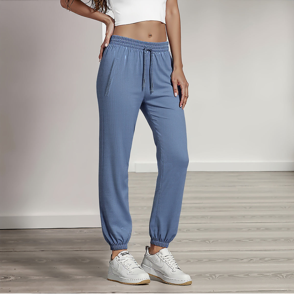 Women's Casual Solid-Colored Ice Silk Sports Trousers