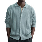 Mens Casual Knitted Cardigan Long-sleeve Sweater