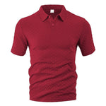 Mens Summer Solid-Color Waffle-Weave Short-Sleeve Shirt