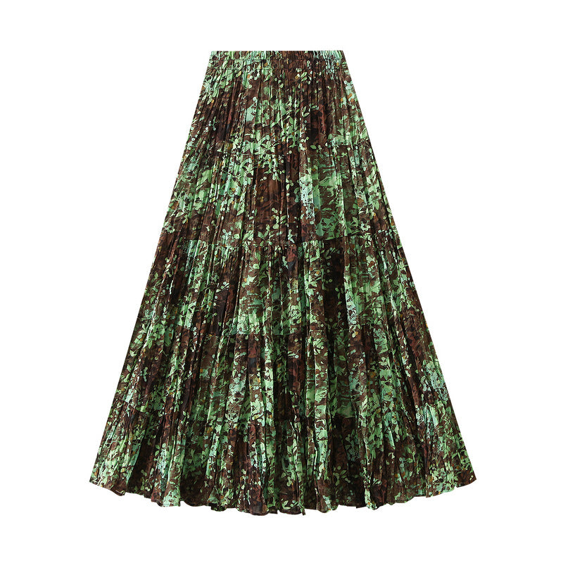 Floral-print Cake Skirt Womens Patchwork And Flowing