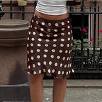 Womens Satin Polka-dot Print Midi Skirt