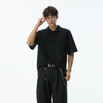 Mens Lapel Short-sleeve Polo Shirt Top