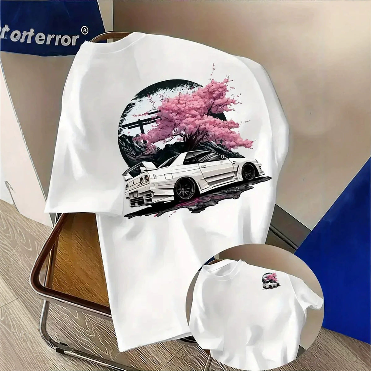 Mens Racing-Print T-Shirt Lightweight And Breathable