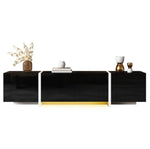 TV Cabinet, Black High-gloss Cabinet And White Contrasting Table Legs, With Simple Cabinet Doors And Drawers.