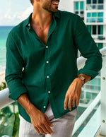 Mens Long-sleeve Lapel-button Shirt