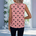Womens Sleeveless Versatile Fashionable Polka-Dot Printed Top