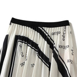 Elastic-waist Mid-length Flared A-line Skirt