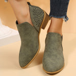 Womens Pointed-toe Low-heeled Martin Boots