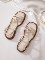 Retro-style Leather Open-toe Sandals With Crisscross Straps