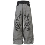Mens American Style High Street Wide Leg Denim Jeans