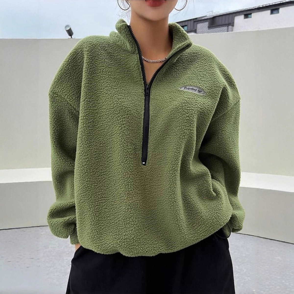 Womens Casual Sweatshirt With Drawstring And Letter