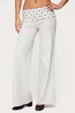 Casual Polka-dot Patchwork Fold-over Trousers